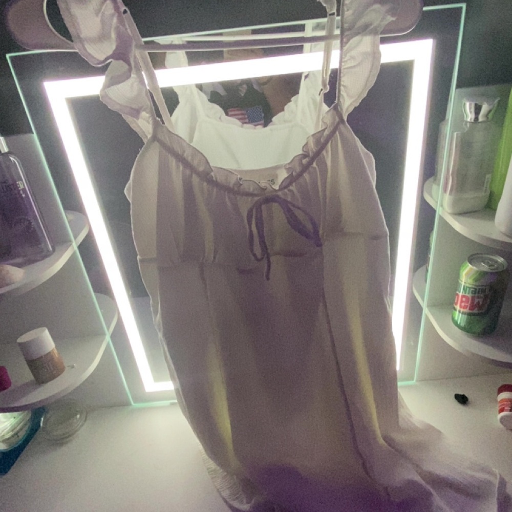 No Boundaries White Chemise with Ruffled Straps